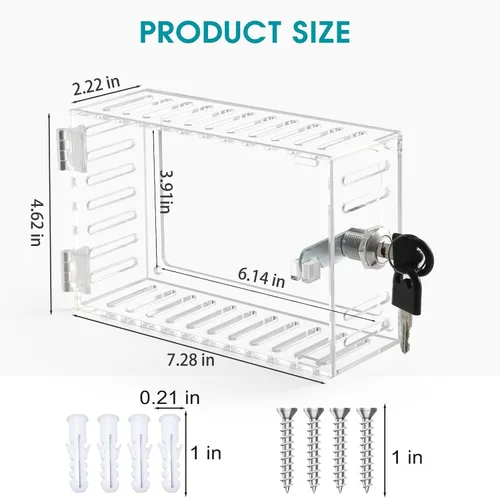 Miniatura 2 de SUTINE Caja de bloqueo de termostato, transparente, rectangular, 1 unidad, universal, montaje en pared, control HVAC, protector de termostato