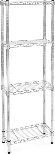Shelving Inc. Estantería de alambre cromado de 8 pulgadas de profundidad x 18 pulgadas de ancho x 96 pulgadas de alto con estantes de 4 niveles,