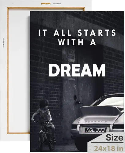 Miniatura 46 de Arte de pared motivacional para la oficina, lienzo de arte de súper auto, decoración automotriz inspiradora para los amantes de Porsche Sportscar