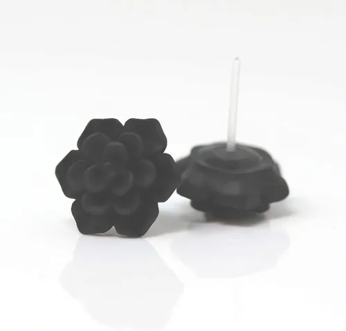 Miniatura 2 de Aretes hipoalergénicos para suculentas para orejas sensibles (negro mate, postes de plástico 100% libres de metal)