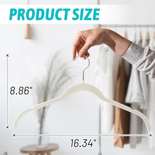 Miniatura 6 de Sishynio Perchas de terciopelo prémium para camisas, paquete de 30 unidades, antideslizante con gancho giratorio de 360°, colgador delgado flocado