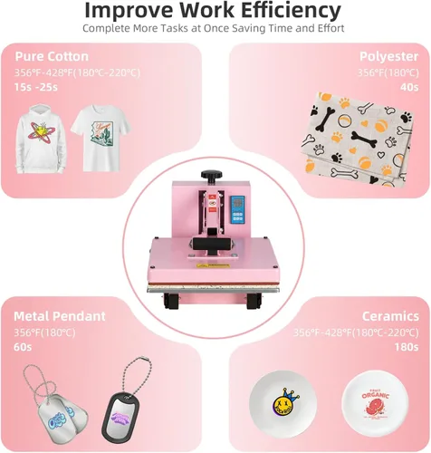Miniatura 4 de Prensa térmica de 15 x 15 pulgadas, máquina de prensa de calor manual para camisetas, máquina de prensado de camisetas para ropa, bolsas, cortina
