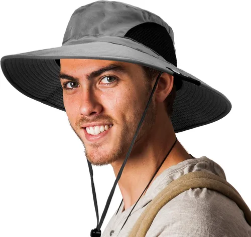 Miniatura 17 de SUN CUBE Sombrero de ala ancha para hombres y mujeres, sombreros de pesca, protección solar UV, sombrero de pescador, sombrero de pescador