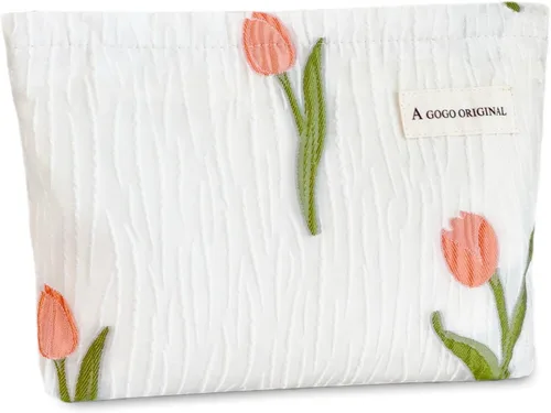 Miniatura 10 de STARDW Bolsa de maquillaje estética floral para mujeres y niñas, bolsa de aseo de viaje con cremallera de gran capacidad, bolsa organizadora