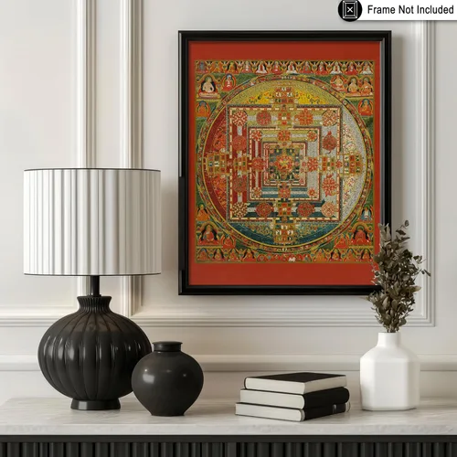 Miniatura 3 de Poster Master Póster vintage de mandala Kalachakra, impresión retro de la rueda del tiempo, arte budista, arte tibetano, regalo para hombres