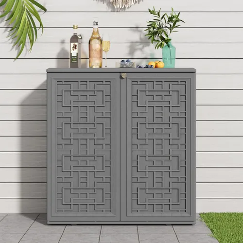 Miniatura 2 de KINYING Armario de almacenamiento para exteriores, impermeable, caja de cubierta de resina de 62 galones para cojines de muebles de patio, Gris