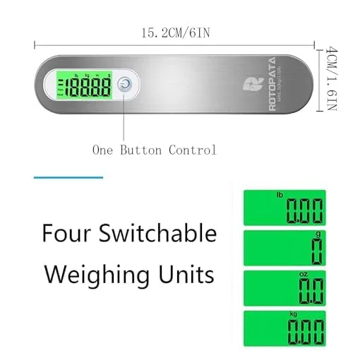 Miniatura 3 de ROTOPATA Báscula digital de viaje para equipaje con función de advertencia de sobrepeso, báscula de pesaje electrónica portátil de mano con gancho