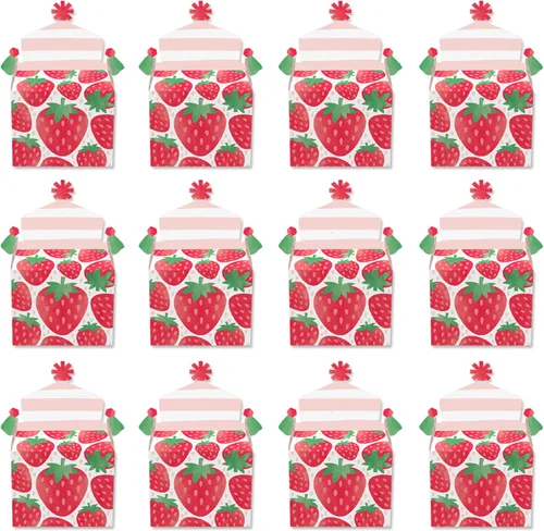 Miniatura 8 de Big Dot of Happiness Berry Sweet Strawberry - Caja de golosinas para fiestas de cumpleaños con temática de frutas o baby shower, cajas a dos aguas
