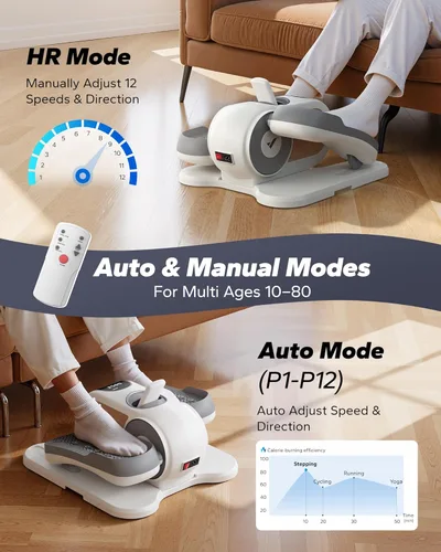 Miniatura 7 de MERACH Under Desk Elliptical Machine, Leg Exerciser While Sitting for Seniors with 12-Speeds & Remote Control, Quiet Portable Electric Seated Pedal