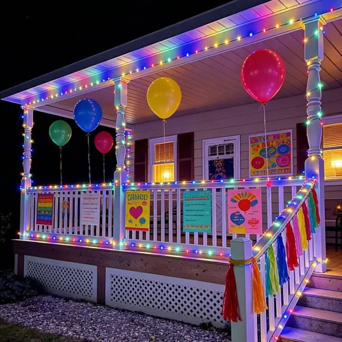 Miniatura 7 de QITONG Guirnalda de 500 luces LED de Navidad de 165 pies para exteriores, impermeable, luces multicolor con 8 modos, cable verde, luces parpadeantes