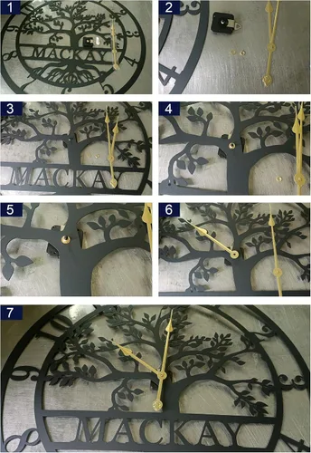 Miniatura 7 de Reloj de pared de metal personalizado con el árbol de la vida, decoración de pared con apellido personalizado, reloj silencioso, decoración
