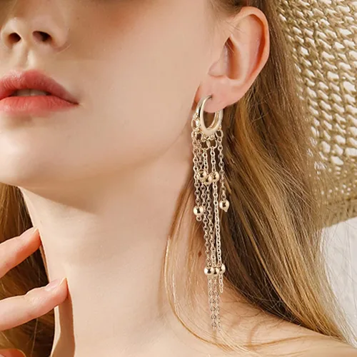 Miniatura 4 de Craftdady Aretes de aro chapados en oro de 14 quilates, 12 pares de aretes de aro de latón con múltiples bucles, círculo, lágrima, flor, palanca