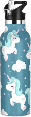 Miniatura 8 de Insulated Water Bottle with Straw Colorful Flowers Double Wall Vacuum Insulated Lightweight for Sport Gym Outdoor Travel School