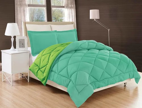 Miniatura 3 de Elegant Comfort Juego de edredón reversible acolchado de 3 piezas con relleno alternativo de plumón de ganso, relleno de edredón suave, calidez
