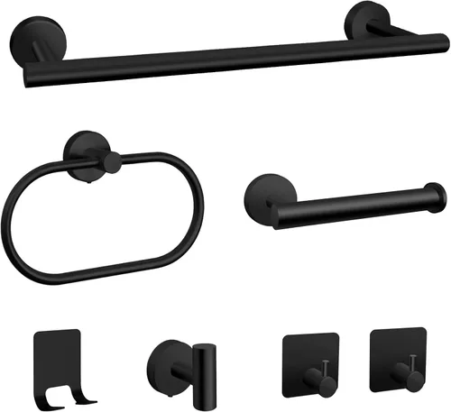 Miniatura 10 de Juego de accesorios de baño, 7 piezas de toallero de baño de acero inoxidable, incluye barras de toalla de mano de 16 pulgadas, soportes para papel