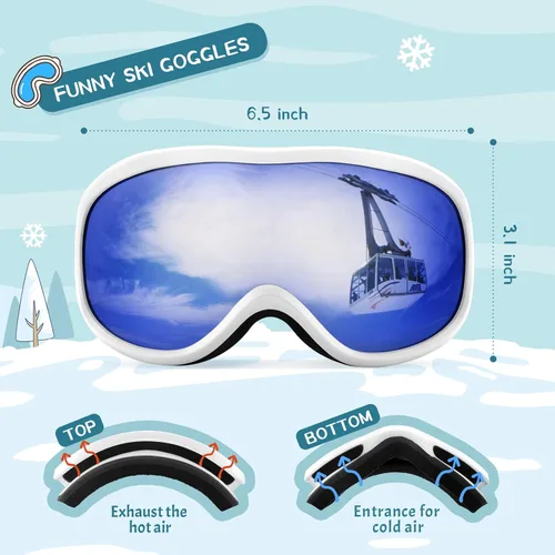 Miniatura 3 de Supertrip Gafas de esquí para niños, gafas de snowboard antivaho para niños y niñas de 5 a 15 años Marco blanco azul (Vlt 28%)