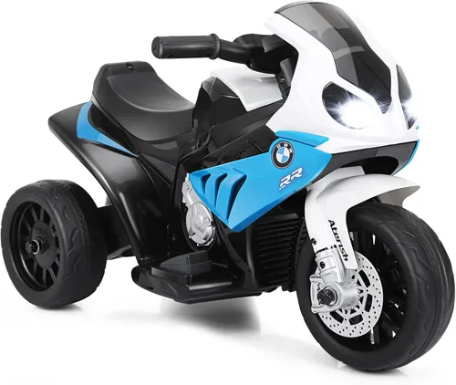 Miniatura 11 de HONEY JOY Motocicleta para niños, BMW con licencia, motocicleta de montar de 6 V con batería, con faros LED, música, pedal, suspensión de resorte