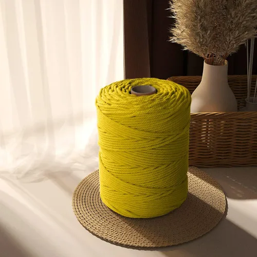 Miniatura 7 de ZUEXT - Cordón de algodón de macramé de 0.197 in x 328 yardas, cuerda trenzada de jengibre natural hecha a mano, 4 hebras, cuerda de punto