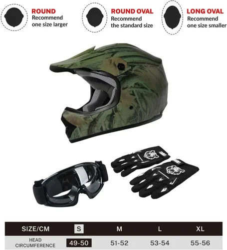 Miniatura 2 de TCT-MOTORPARTS DOT - Casco de motocross para niños y jóvenes, casco de cara completa para motocross, ATV, todoterreno, casco de cuatro ruedas, Bosque