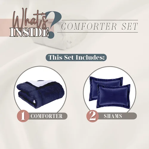 Miniatura 4 de Elegant Comfort Juego de edredón sherpa ultra afelpado de 3 piezas, color sólido y esponjoso, reverso sherpa, apto para todas las estaciones