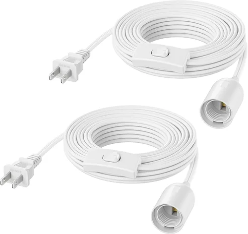 Miniatura 8 de Cable Matters Paquete de 2 cables de luz colgantes enchufables con interruptor, 8 pies, cable de luz colgante con enchufe de lámpara, color negro