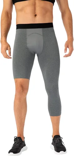 Miniatura 29 de Pantalones de compresión de 3/4 de una pierna para hombre, mallas de baloncesto atléticas para correr, leggings deportivos de capa base capri