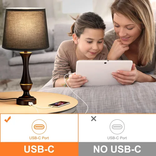 Miniatura 7 de Seealle - Juego de 2 lámparas táctiles mejoradas para mesitas de noche - Lámparas de mesita con USB C+A, regulables de 3 vías para dormitorio, sala
