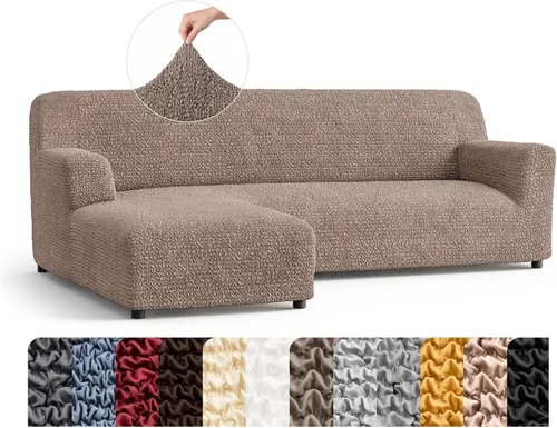Miniatura 35 de PAULATO BY GA.I.CO. Funda de sofá modular, funda para sofá chaise longue en forma de L, fundas lavables para sofá esquinero, funda elástica de Gris