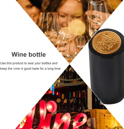 Miniatura 9 de 100 tapas de sellado de película termorretráctil negras para botellas de vino, envoltura retráctil, sello de botella de vino, papel de aluminio