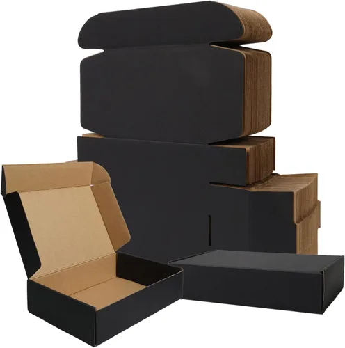Miniatura 10 de BIOBROWN Cajas de cartón corrugado de 6 x 4 x 3 pulgadas, paquete de 50 cajas pequeñas para embalaje, cajas de envío para pequeñas empresas, negras