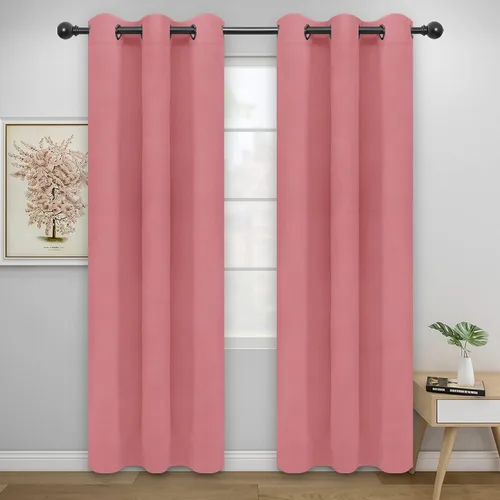 Miniatura 77 de Easy-Going - Cortinas opacas para dormitorio, aislamiento térmico sólido con ojales, cortinas de ventana para reducción de ruido, cortinas