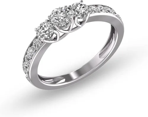 Miniatura 2 de TimeLe$$ Classics Anillo de compromiso de diamantes redondos de tres piedras TW de 1 ct disponible en oro blanco y amarillo de 14 quilates