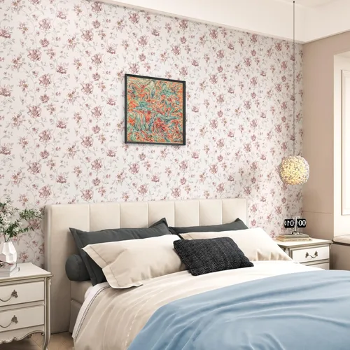 Miniatura 4 de WESTICK Papel tapiz autoadhesivo con diseño floral de rosas rosadas, autoadhesivo, extraíble, para paredes decorativas, dormitorio, baño