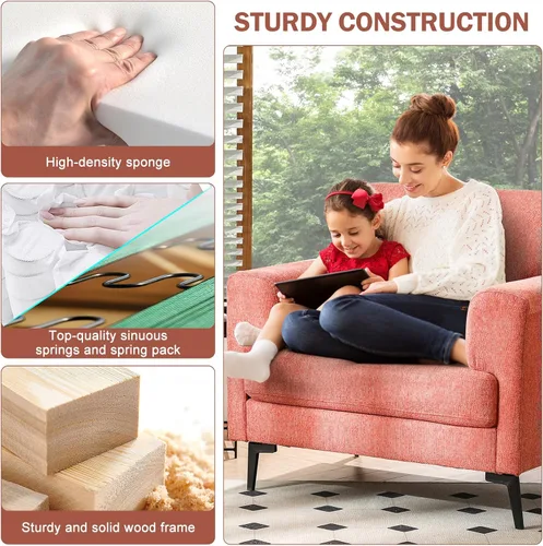 Miniatura 7 de CDCASA - Sillón Accent, juego de sillas modernas de mediados de siglo de tela de lino extragrande, cómodo sillón tapizado para lectura, juego