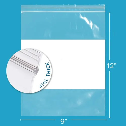 Miniatura 2 de GPI - 9 x 12 pulgadas - Estuche a granel de 1000, 4 mil de grosor, resistente, bolsas de plástico transparente con cierre con cremallera, con bloque