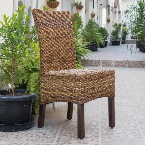 Miniatura 10 de BOWERY HILL Silla de comedor tejida a mano con hojas de abacá de 38 pulgadas de alto, mimbre y marco de madera, tamaño estándar perfecto