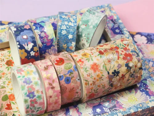 Miniatura 6 de YUBBAEX Mystic Gold Washi Tape Set - Cinta adhesiva decorativa ancha de lámina plateada para artes, manualidades DIY, suministros para diarios