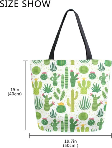 Miniatura 5 de SUABO Bolsa de asas de cocina reutilizable para comestibles, bolsa de compras de lona para exteriores Cactus