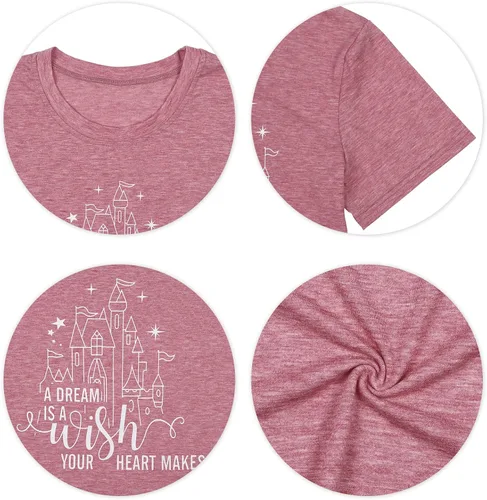Miniatura 4 de A Dream is a Wish Your Heart Makes - Camiseta divertida con estampado de letras de castillo para mujer, camiseta de regalo inspirador