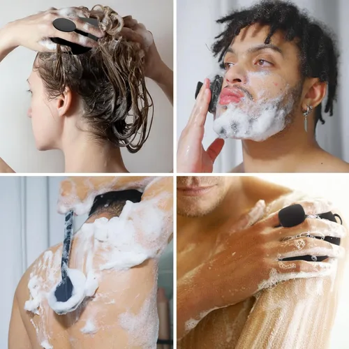 Miniatura 2 de Juego de exfoliante corporal de silicona, incluye limpiadores de espalda y cuerpo, cepillo facial, masajeador de cuero cabelludo, 4 ganchos