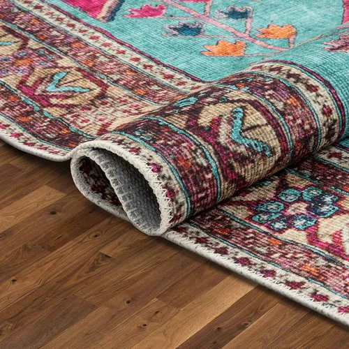 Miniatura 6 de Amesti - Alfombra tejida a máquina, lavable, diseño contemporáneo abstracto envejecido, estilo persa