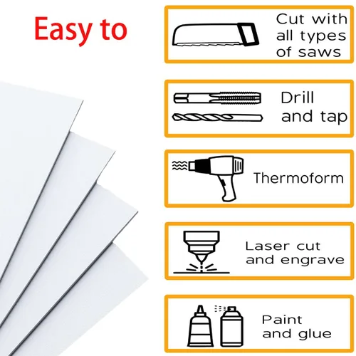Miniatura 5 de 4 hojas de plástico ABS blanco, láminas de plástico flexible de 12 x 12 x 1/16 pulgadas de grosor, moldeables que las láminas acrílicas