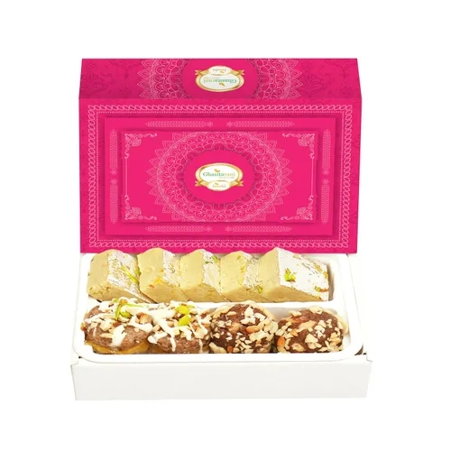 Miniatura 5 de Ghasitaram Gifts Diwali Gifts Diwali Sweet - Caja surtida de Barfis, dulces de frutas secas 800 GMS