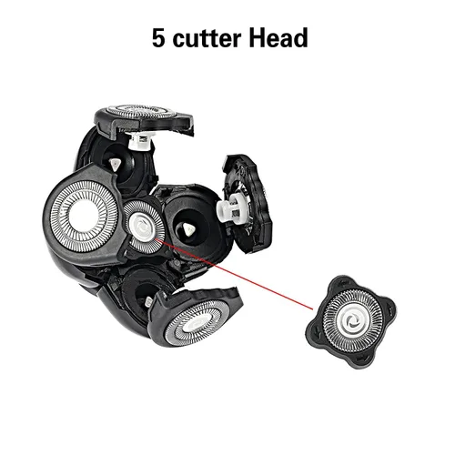 Miniatura 6 de Cabezales de repuesto para afeitadora de 5 cuchillas para hombres calvos, afeitadora eléctrica fácil de limpiar con cubierta de cuchilla