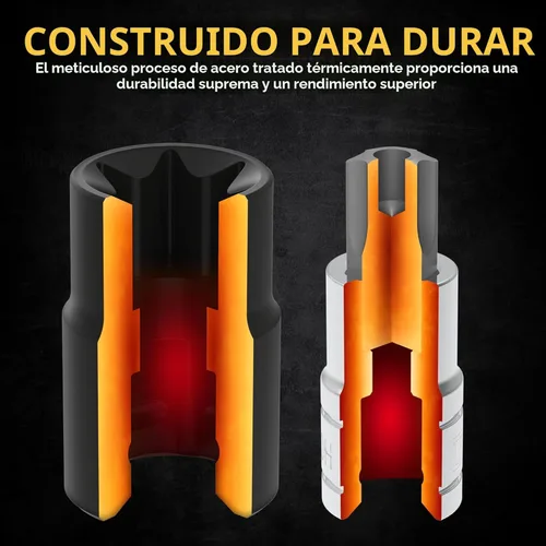 Miniatura 7 de LEXIVON Master Torx Juego de Brocas y Dados, Aleación S2 Premium y Acero Cr-V 25 Piezas, Dados de Broca T8-T60 y E-Torx E4-E22 Estuche