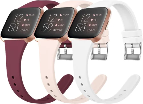 Miniatura 10 de Tobfit Pack 3 bandas delgadas compatibles con Fitbit Versa 2 Bands/Fitbit Versa/Fitbit Versa Lite/SE, pulsera de repuesto de silicona para hombres