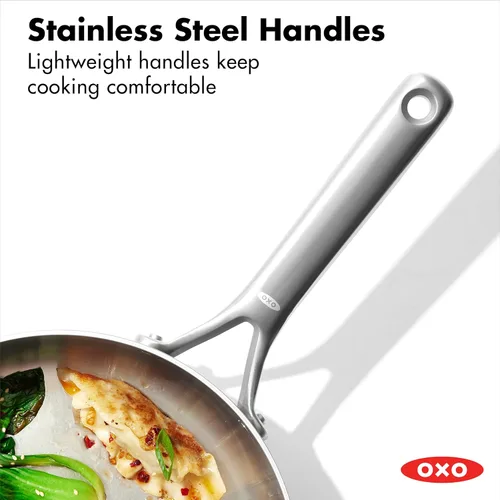 Miniatura 5 de OXO Mira Sartén Saltear Tri-Ply de Acero Inoxidable, 3.25QT Cocina Jumbo con Tapa, Inducción, Multi Revestido, Apta para Lavavajillas y Utensilios