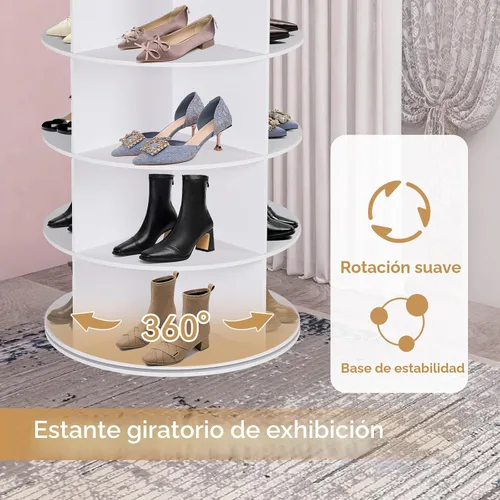 Miniatura 5 de Zapatero giratorio de 7 niveles, organizador de almacenamiento de zapatos de 360°, color blanco