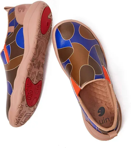 Miniatura 4 de UIN Zapatos para caminar para hombre sin cordones de gamuza de vaca casuales ligeros cómodos a la moda Cuenca Azul