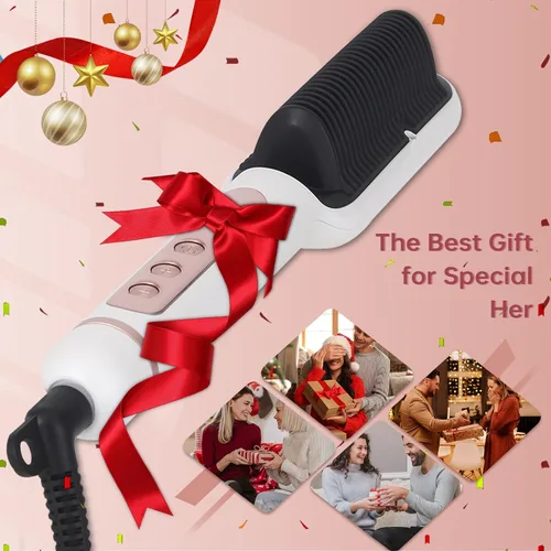 Miniatura 7 de Cepillo alisador de cabello iónico negativo con 9 ajustes de temperatura, peine alisador de cabello de calentamiento rápido de 30s con pantalla LED